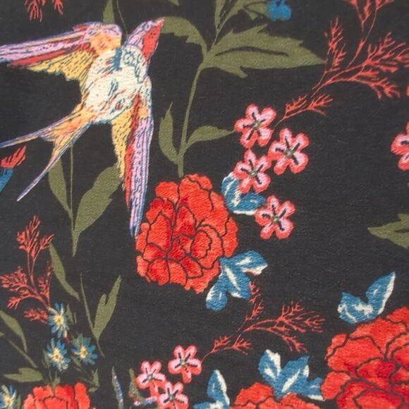 Gibson Latimer Black Floral Bird Print Kimono Duster Cardigan Cover Up Womens XL - Picture 6 of 8